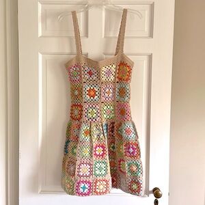 Crochet Multicolor Granny Square Dress